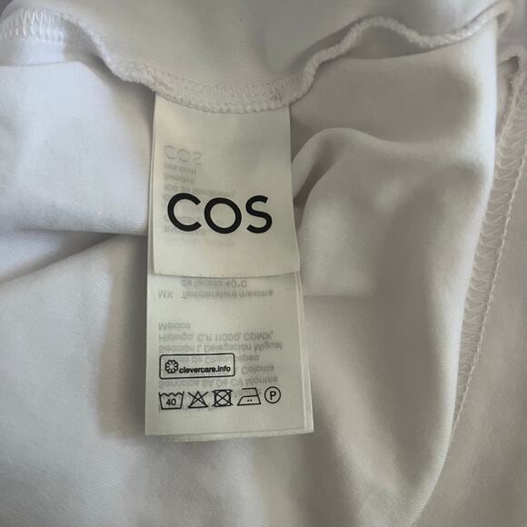 COS White Long Sleeve Waisted Crop Cotton Shirt Top Blouse Size Large Boxy - Picture 7 of 9